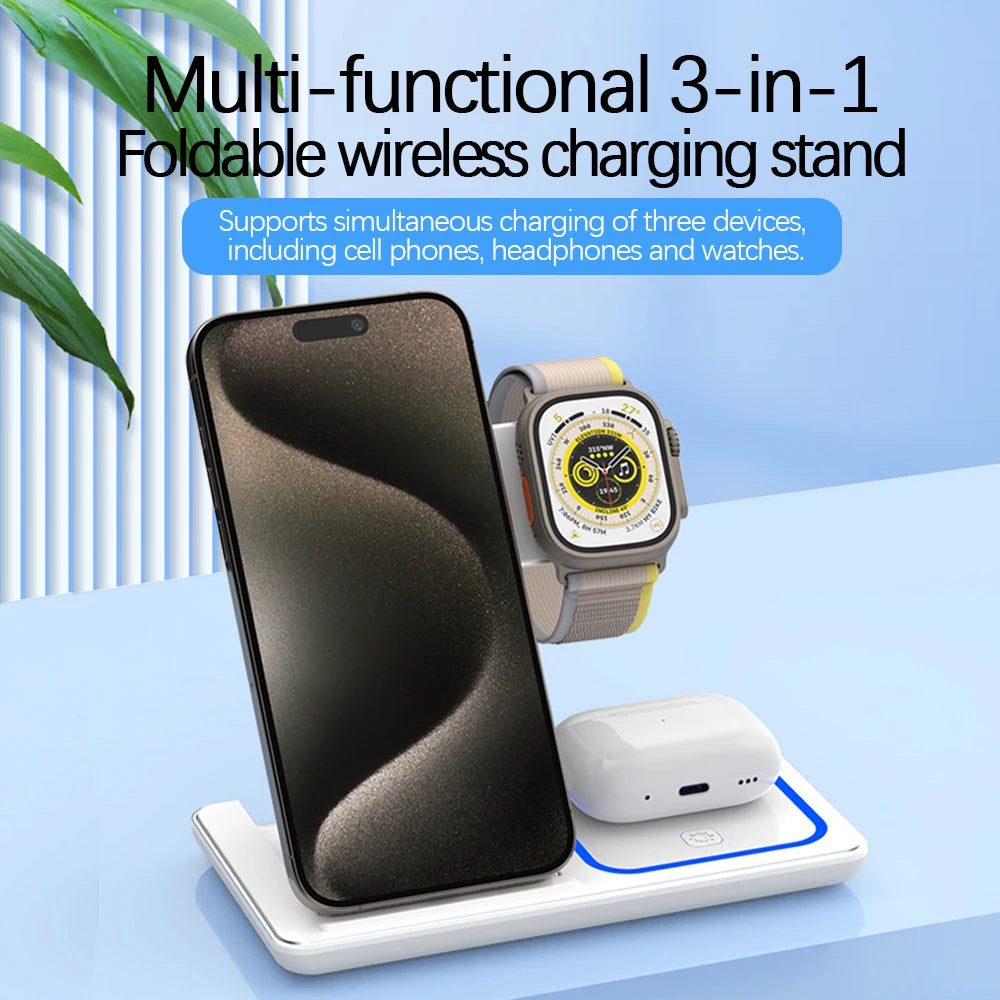 3-in-1 Wireless Charging Station: Fast Charging and Elegant Design. 30W