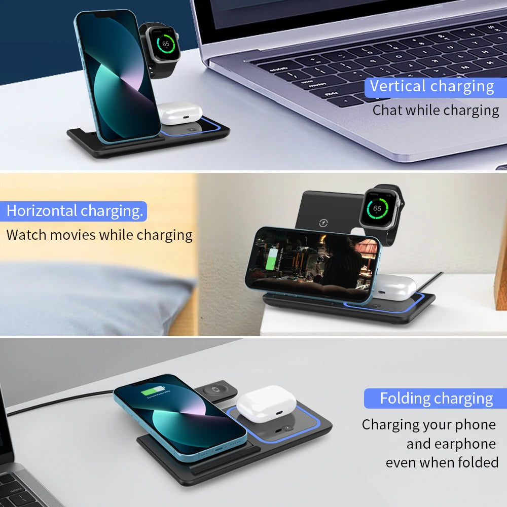 3-in-1 Wireless Charging Station: Fast Charging and Elegant Design. 30W