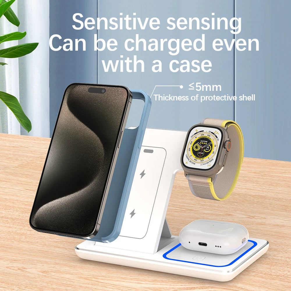 3-in-1 Wireless Charging Station: Fast Charging and Elegant Design. 30W